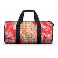 Red Palaka Hawaii Leis Duffle Bag Hawaiian-plaid Elegant Tropical Vibes