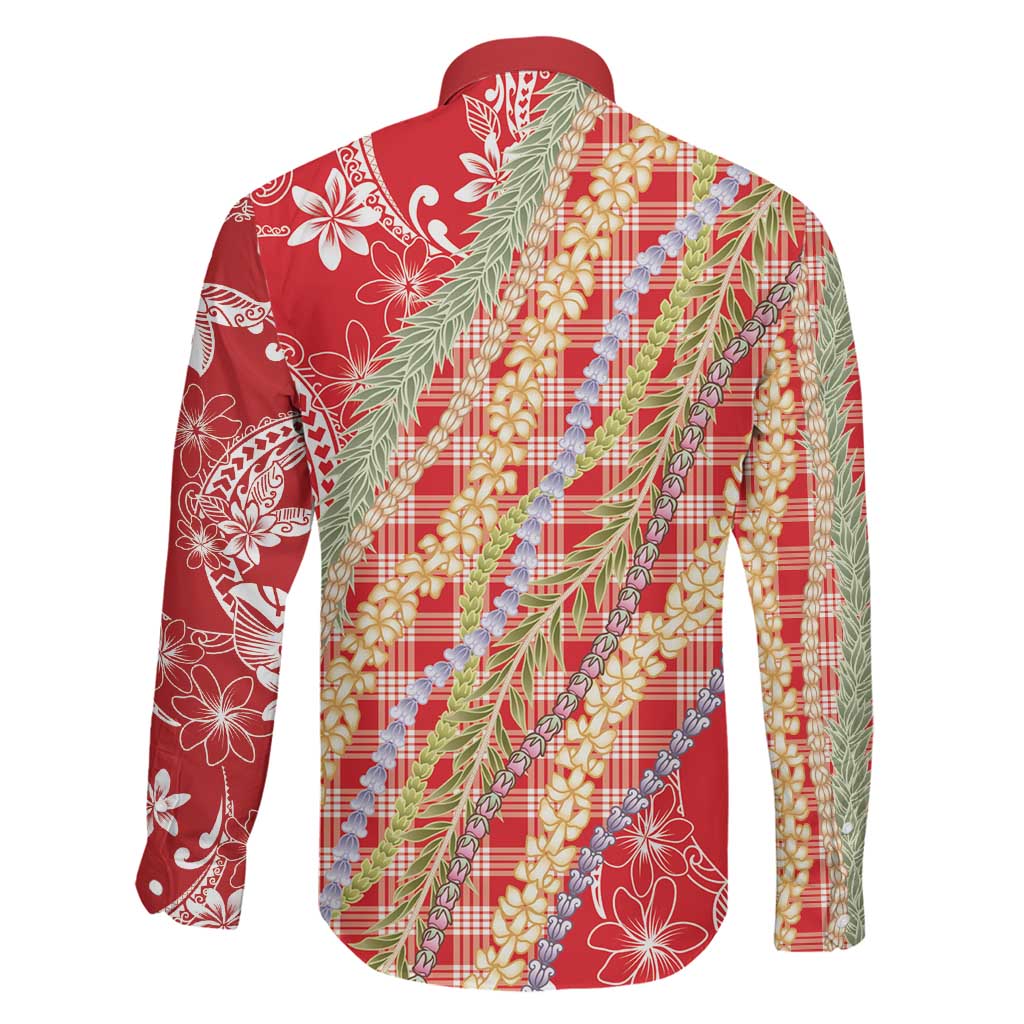 Red Palaka Hawaii Leis Family Matching Mermaid Dress and Hawaiian Shirt Hawaiian-plaid Elegant Tropical Vibes LT14 - Polynesian Pride