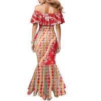 Red Palaka Hawaii Leis Family Matching Mermaid Dress and Hawaiian Shirt Hawaiian-plaid Elegant Tropical Vibes LT14 - Polynesian Pride