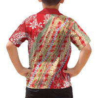 Red Palaka Hawaii Leis Family Matching Off Shoulder Maxi Dress and Hawaiian Shirt Hawaiian-plaid Elegant Tropical Vibes LT14 - Polynesian Pride