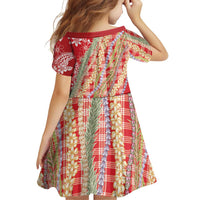 Red Palaka Hawaii Leis Family Matching Off Shoulder Maxi Dress and Hawaiian Shirt Hawaiian-plaid Elegant Tropical Vibes LT14 - Polynesian Pride