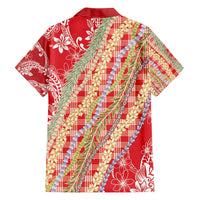 Red Palaka Hawaii Leis Family Matching Summer Maxi Dress and Hawaiian Shirt Hawaiian-plaid Elegant Tropical Vibes LT14 - Polynesian Pride