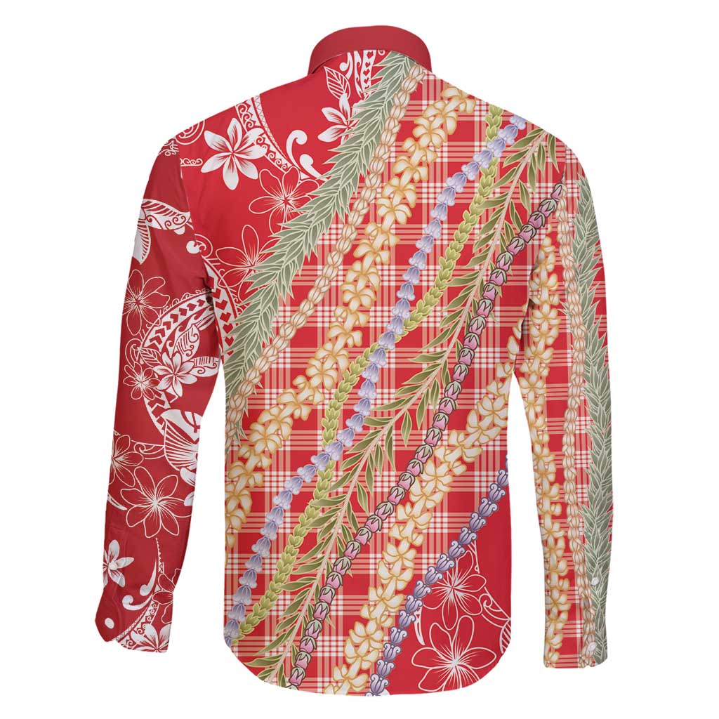 Red Palaka Hawaii Leis Family Matching Summer Maxi Dress and Hawaiian Shirt Hawaiian-plaid Elegant Tropical Vibes LT14 - Polynesian Pride