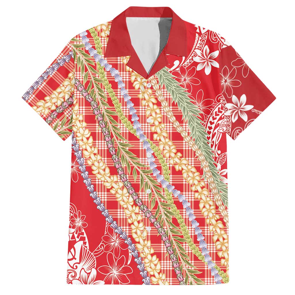 Red Palaka Hawaii Leis Hawaiian Shirt Hawaiian-plaid Elegant Tropical Vibes - Polynesian Pride