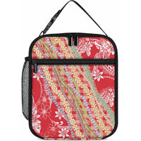 Red Palaka Hawaii Leis Lunch Bag Hawaiian-plaid Elegant Tropical Vibes