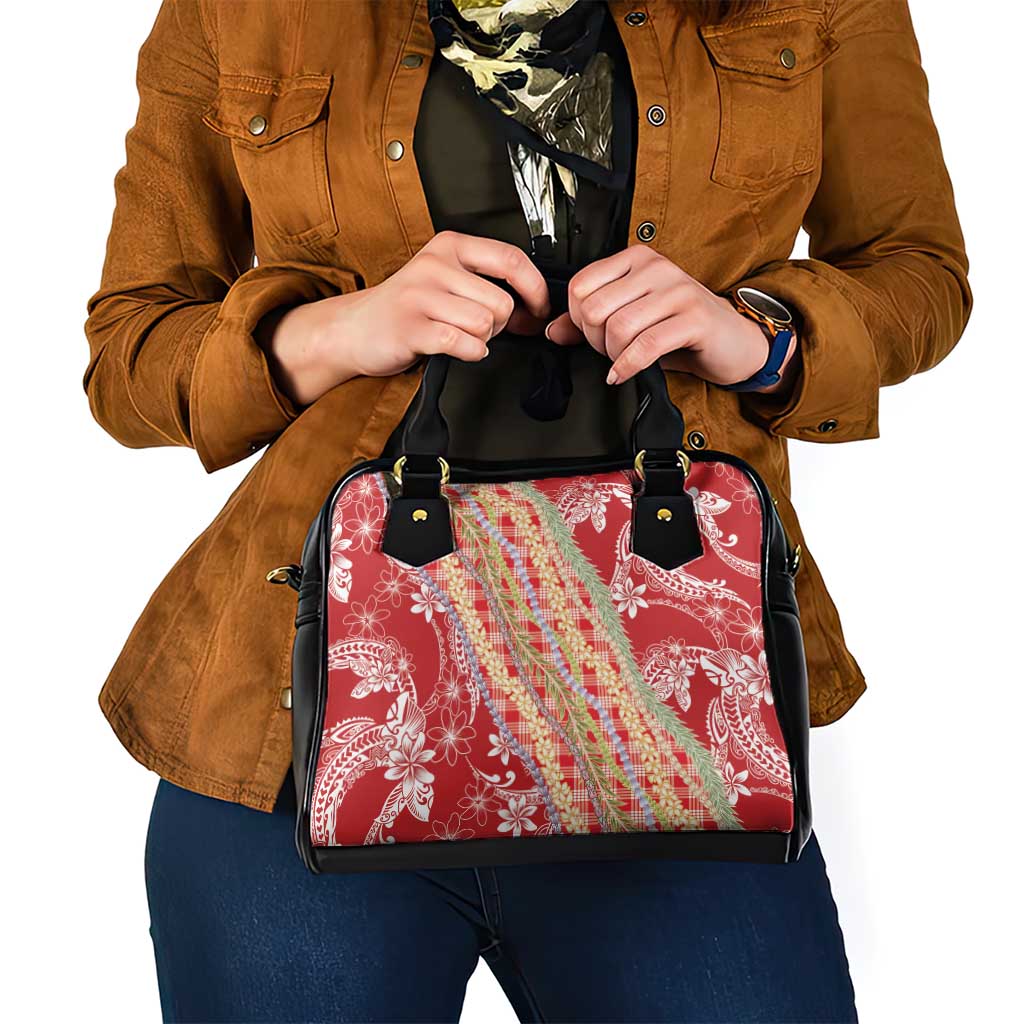 Red Palaka Hawaii Leis Shoulder Handbag Hawaiian-plaid Elegant Tropical Vibes - Polynesian Pride