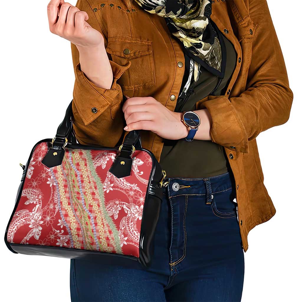 Red Palaka Hawaii Leis Shoulder Handbag Hawaiian-plaid Elegant Tropical Vibes - Polynesian Pride