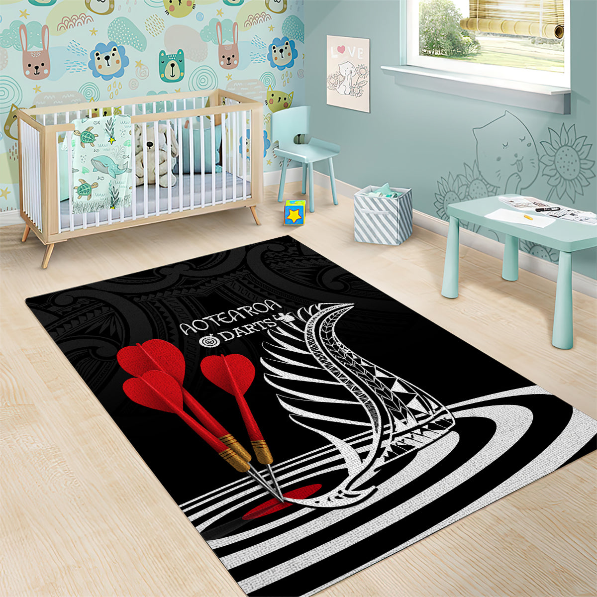 New Zealand Darts Area Rug Aotearoa Maori Fern Bring It On LT14 - Polynesian Pride