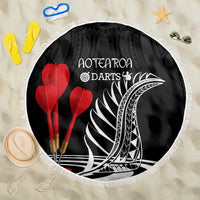 New Zealand Darts Beach Blanket Aotearoa Maori Fern Bring It On LT14 One Size 150cm Black - Polynesian Pride