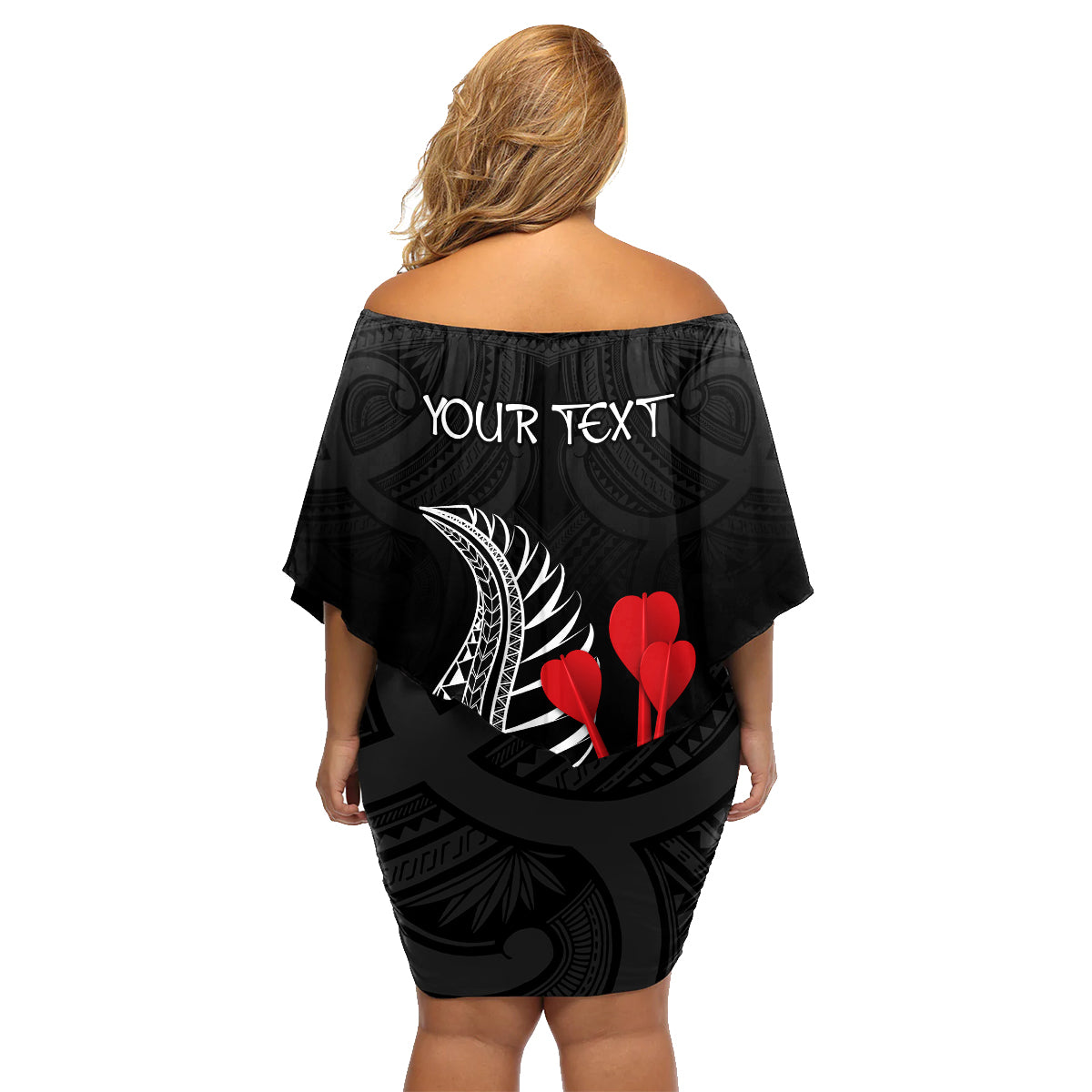 Personalised New Zealand Darts Family Matching Off Shoulder Short Dress and Hawaiian Shirt Aotearoa Maori Fern Bring It On LT14 - Polynesian Pride