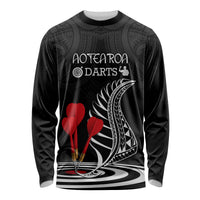 Personalised New Zealand Darts Long Sleeve Shirt Aotearoa Maori Fern Bring It On LT14 Unisex Black - Polynesian Pride