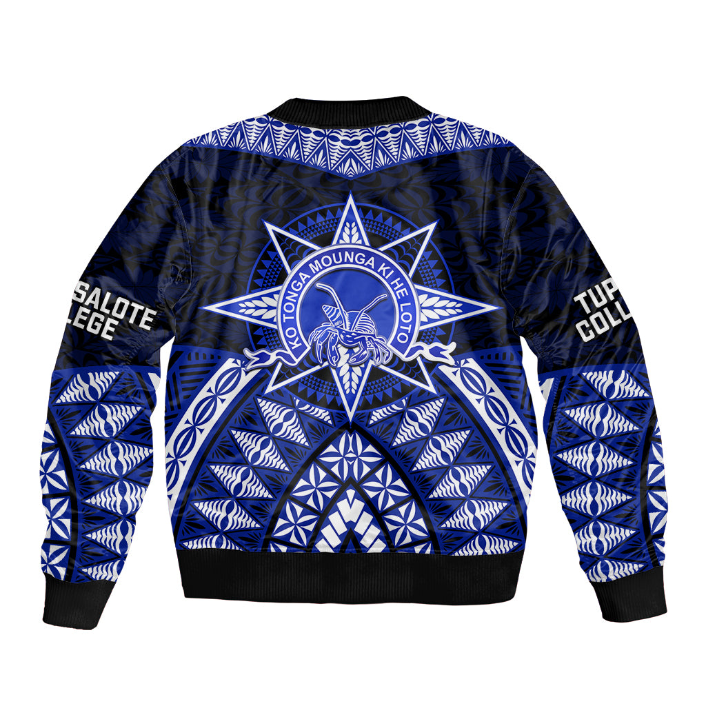 Tonga Tupou College And Queen Salote College Bomber Jacket Tongan Ngatu Pattern LT14 - Polynesian Pride