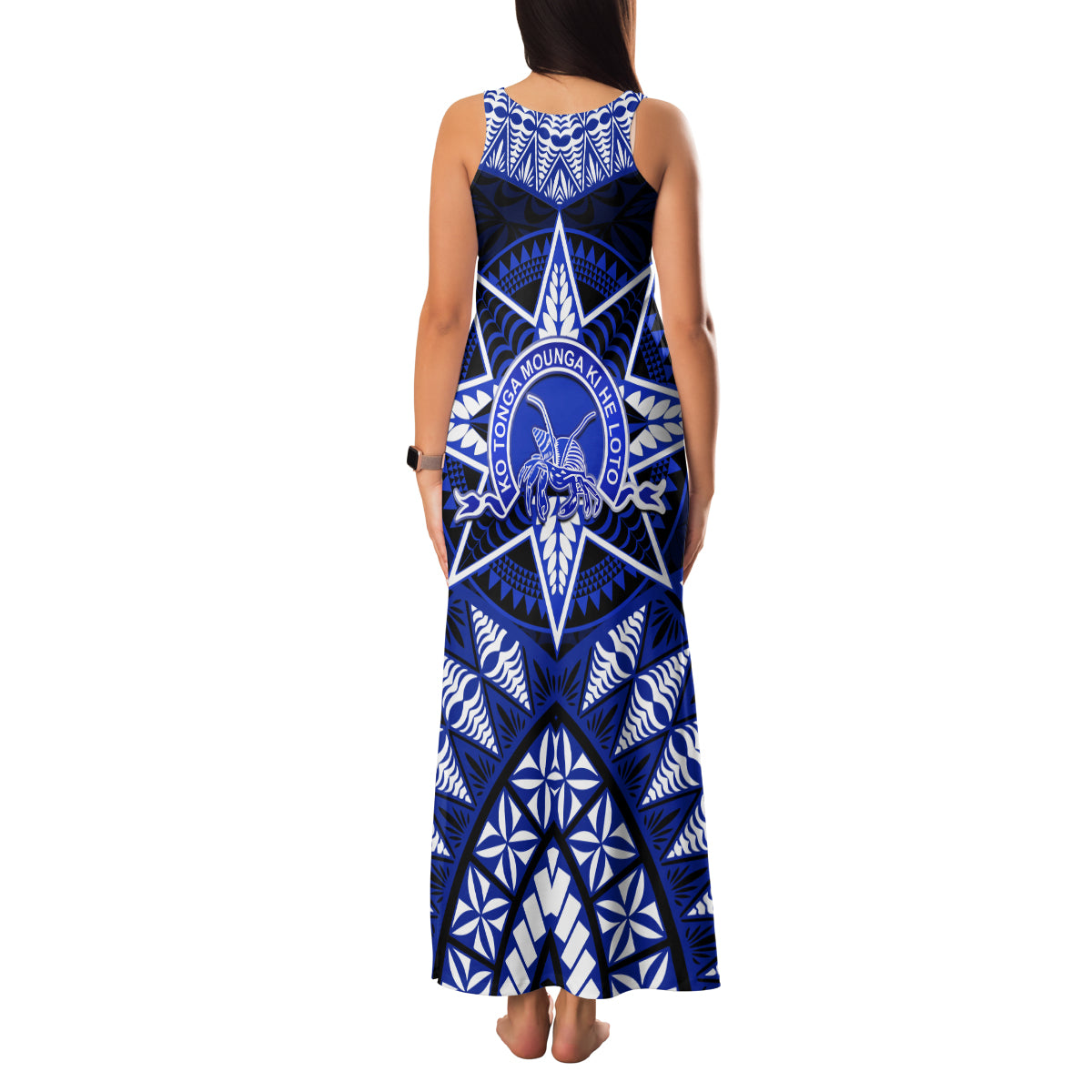 Tonga Tupou College And Queen Salote College Family Matching Tank Maxi Dress and Hawaiian Shirt Tongan Ngatu Pattern LT14 - Polynesian Pride