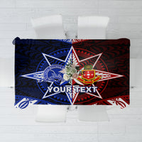 Personalised Tupou College And Kolisi Tonga Atele Tablecloth Tongan Ngatu Pattern LT14 Blue - Polynesian Pride