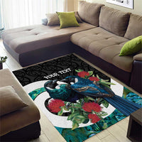Personalised Valentine's Day New Zealand Area Rug Tui Bird Couple Kowhaiwhai Mix Pohutukawa LT14 - Polynesian Pride