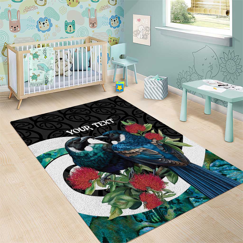 Personalised Valentine's Day New Zealand Area Rug Tui Bird Couple Kowhaiwhai Mix Pohutukawa LT14 - Polynesian Pride