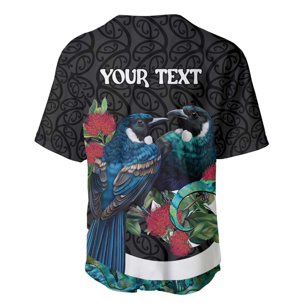 Personalised Valentine's Day New Zealand Baseball Jersey Tui Bird Couple Kowhaiwhai Mix Pohutukawa LT14 - Polynesian Pride
