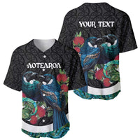 Personalised Valentine's Day New Zealand Baseball Jersey Tui Bird Couple Kowhaiwhai Mix Pohutukawa LT14 - Polynesian Pride
