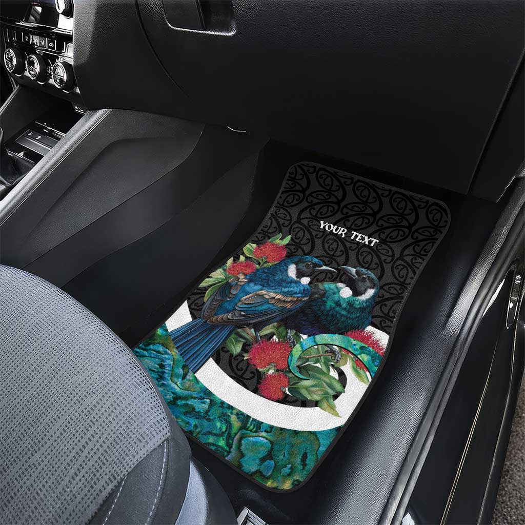 Personalised Valentine's Day New Zealand Car Mats Tui Bird Couple Kowhaiwhai Mix Pohutukawa LT14 - Polynesian Pride