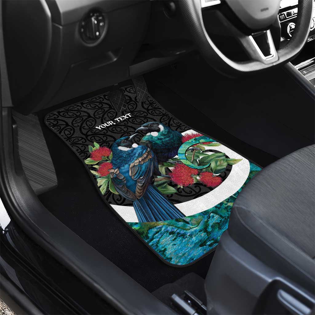 Personalised Valentine's Day New Zealand Car Mats Tui Bird Couple Kowhaiwhai Mix Pohutukawa LT14 - Polynesian Pride