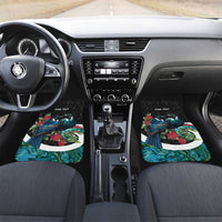 Personalised Valentine's Day New Zealand Car Mats Tui Bird Couple Kowhaiwhai Mix Pohutukawa LT14 Set 2pcs - Front Black - Polynesian Pride