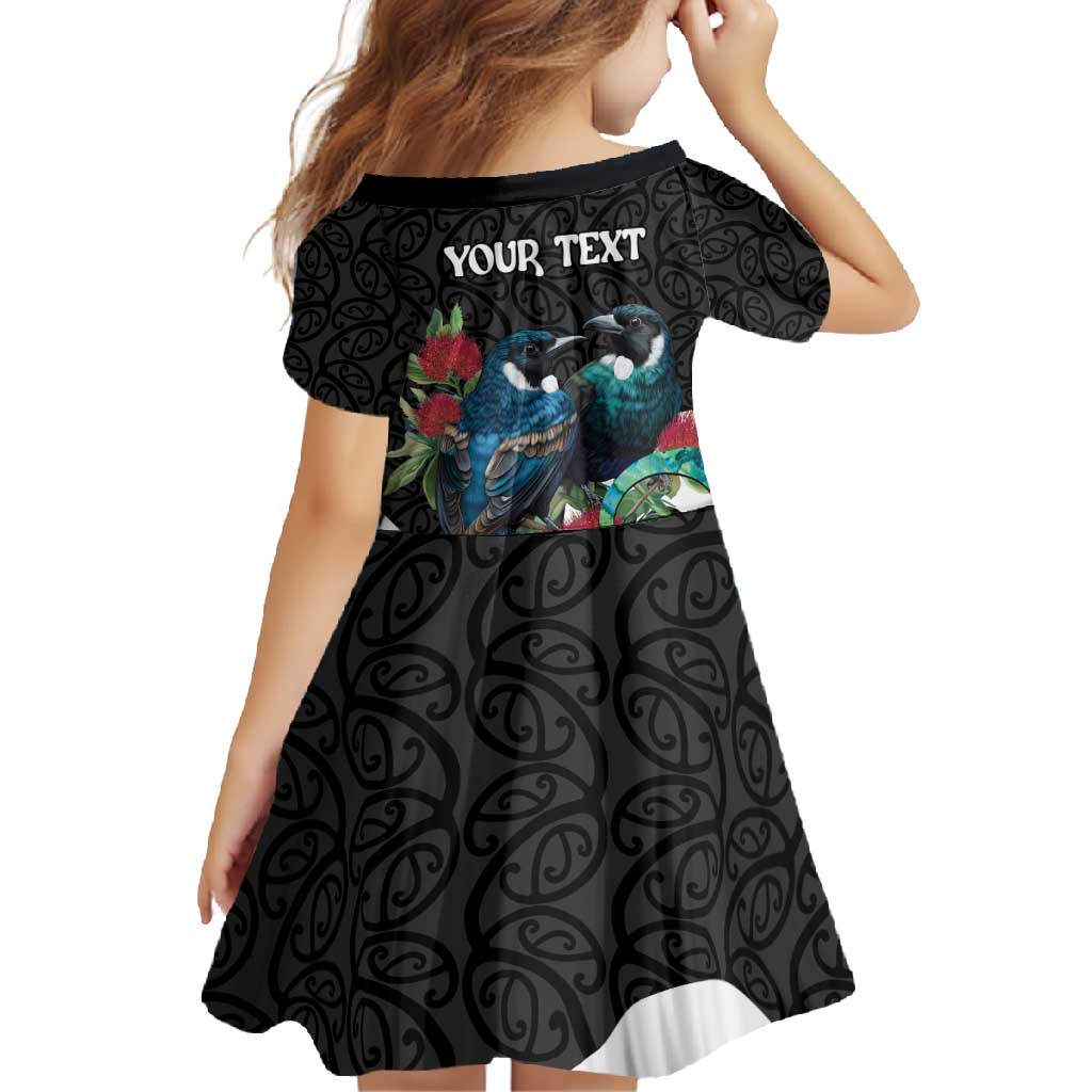 Personalised Valentine's Day New Zealand Family Matching Off Shoulder Maxi Dress and Hawaiian Shirt Tui Bird Couple Kowhaiwhai Mix Pohutukawa LT14 - Polynesian Pride