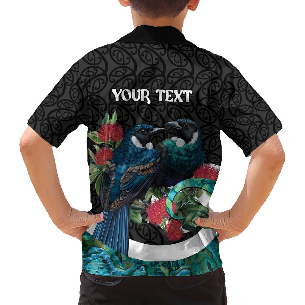 Personalised Valentine's Day New Zealand Family Matching Puletasi and Hawaiian Shirt Tui Bird Couple Kowhaiwhai Mix Pohutukawa LT14 - Polynesian Pride