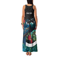 Personalised Valentine's Day New Zealand Family Matching Tank Maxi Dress and Hawaiian Shirt Tui Bird Couple Kowhaiwhai Mix Pohutukawa LT14 - Polynesian Pride