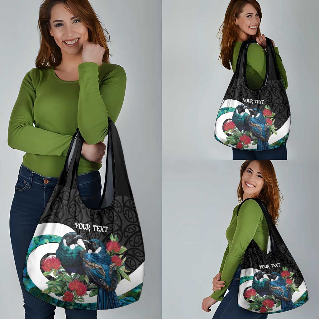 Personalised Valentine's Day New Zealand Grocery Bag Tui Bird Couple Kowhaiwhai Mix Pohutukawa LT14 - Polynesian Pride