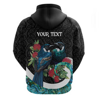 Personalised Valentine's Day New Zealand Hoodie Tui Bird Couple Kowhaiwhai Mix Pohutukawa LT14 - Polynesian Pride