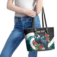 Personalised Valentine's Day New Zealand Leather Tote Bag Tui Bird Couple Kowhaiwhai Mix Pohutukawa LT14 - Polynesian Pride