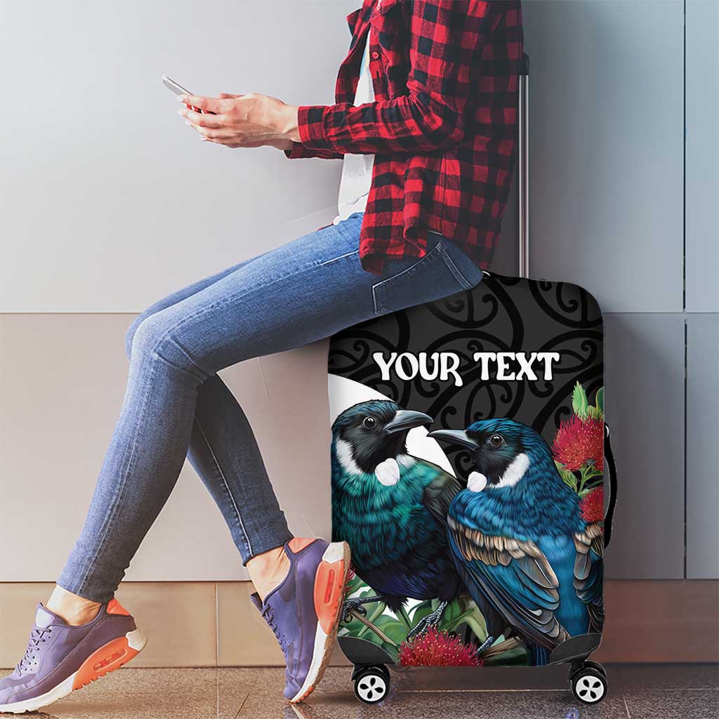 Personalised Valentine's Day New Zealand Luggage Cover Tui Bird Couple Kowhaiwhai Mix Pohutukawa LT14 - Polynesian Pride