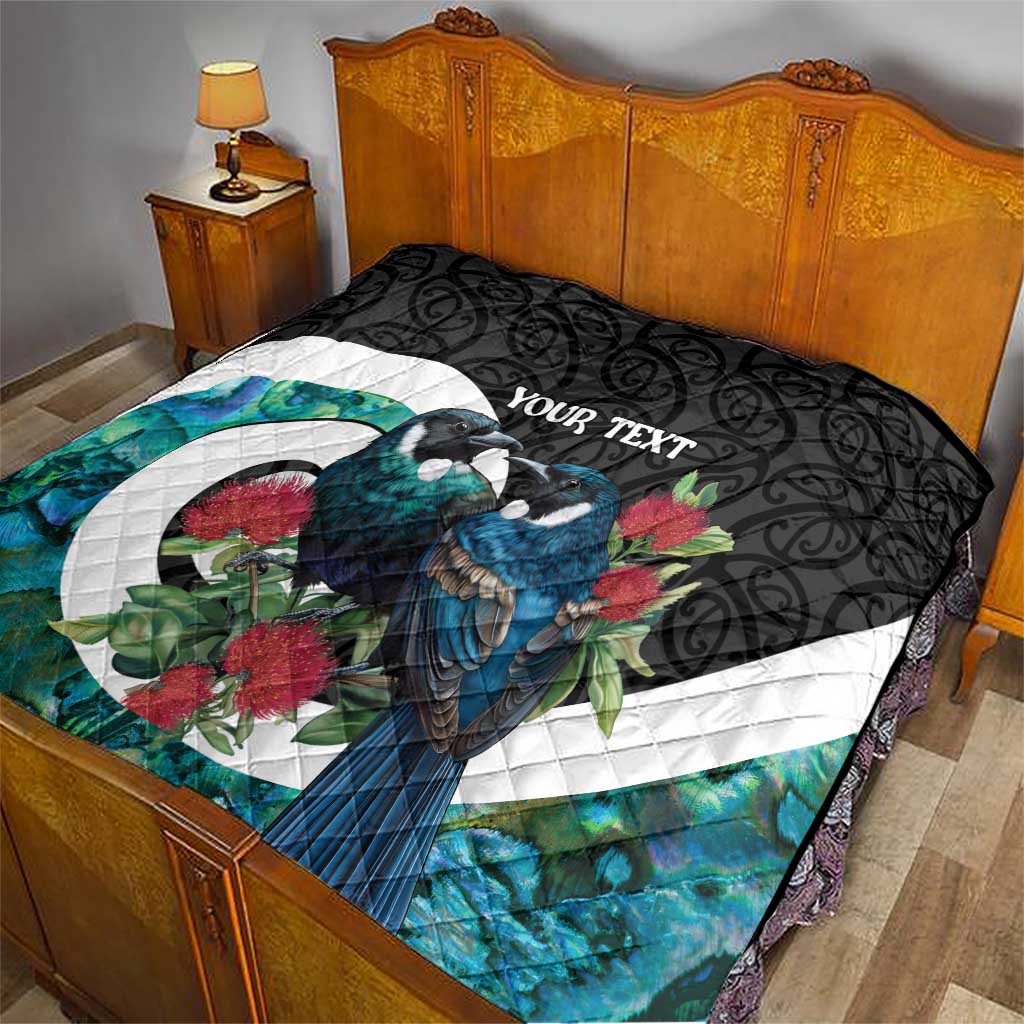 Personalised Valentine's Day New Zealand Quilt Tui Bird Couple Kowhaiwhai Mix Pohutukawa LT14 - Polynesian Pride
