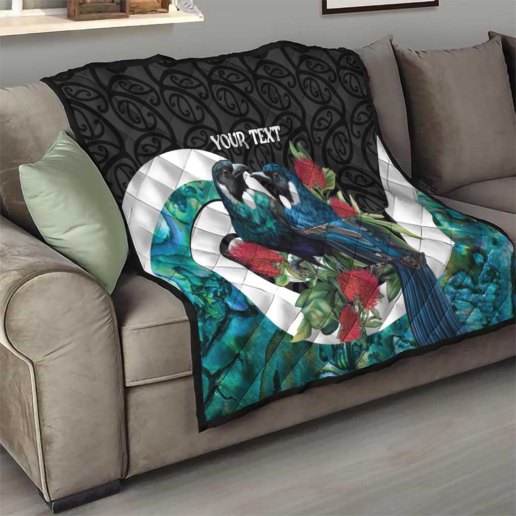 Personalised Valentine's Day New Zealand Quilt Tui Bird Couple Kowhaiwhai Mix Pohutukawa LT14 - Polynesian Pride