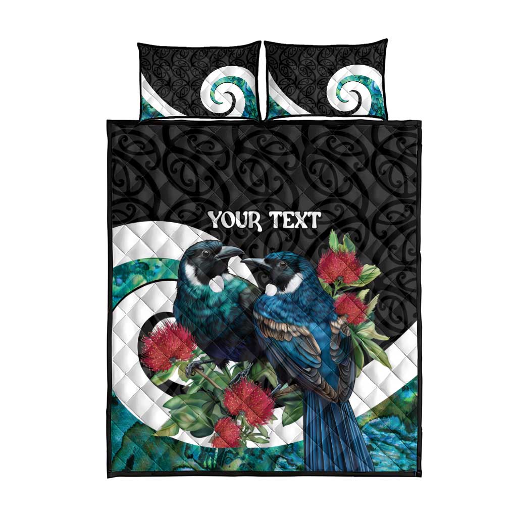 Personalised Valentine's Day New Zealand Quilt Bed Set Tui Bird Couple Kowhaiwhai Mix Pohutukawa LT14 - Polynesian Pride