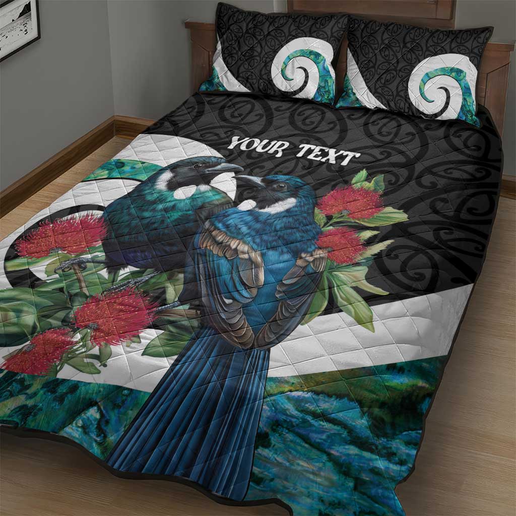 Personalised Valentine's Day New Zealand Quilt Bed Set Tui Bird Couple Kowhaiwhai Mix Pohutukawa LT14 - Polynesian Pride