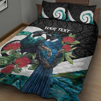 Personalised Valentine's Day New Zealand Quilt Bed Set Tui Bird Couple Kowhaiwhai Mix Pohutukawa LT14 - Polynesian Pride