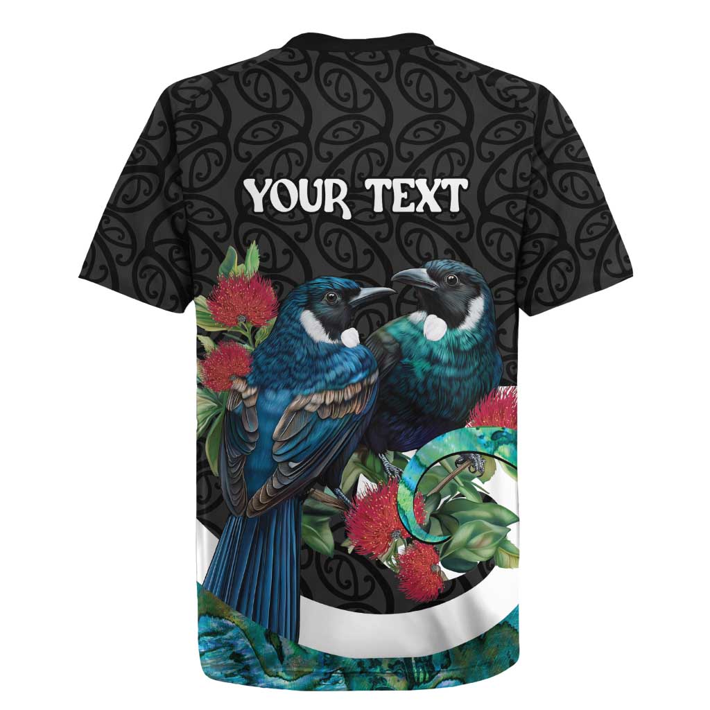 Personalised Valentine's Day New Zealand Rugby Jersey Tui Bird Couple Kowhaiwhai Mix Pohutukawa LT14 - Polynesian Pride