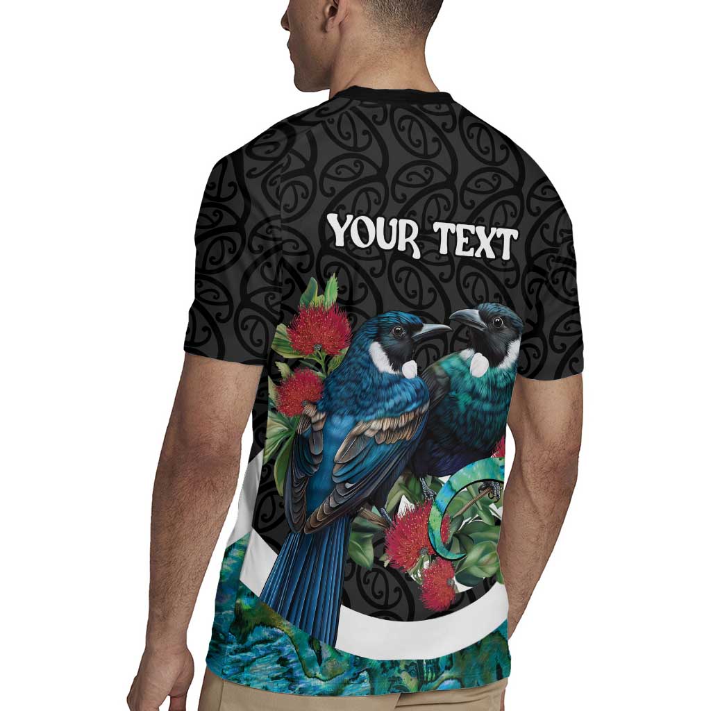 Personalised Valentine's Day New Zealand Rugby Jersey Tui Bird Couple Kowhaiwhai Mix Pohutukawa LT14 - Polynesian Pride