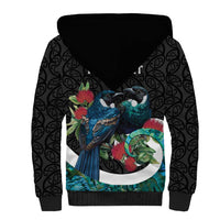 Personalised Valentine's Day New Zealand Sherpa Hoodie Tui Bird Couple Kowhaiwhai Mix Pohutukawa LT14 - Polynesian Pride
