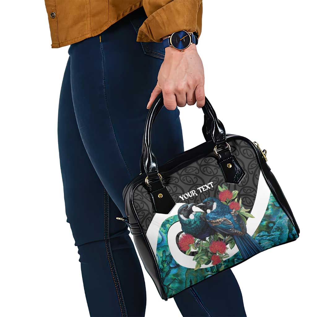 Personalised Valentine's Day New Zealand Shoulder Handbag Tui Bird Couple Kowhaiwhai Mix Pohutukawa LT14 - Polynesian Pride