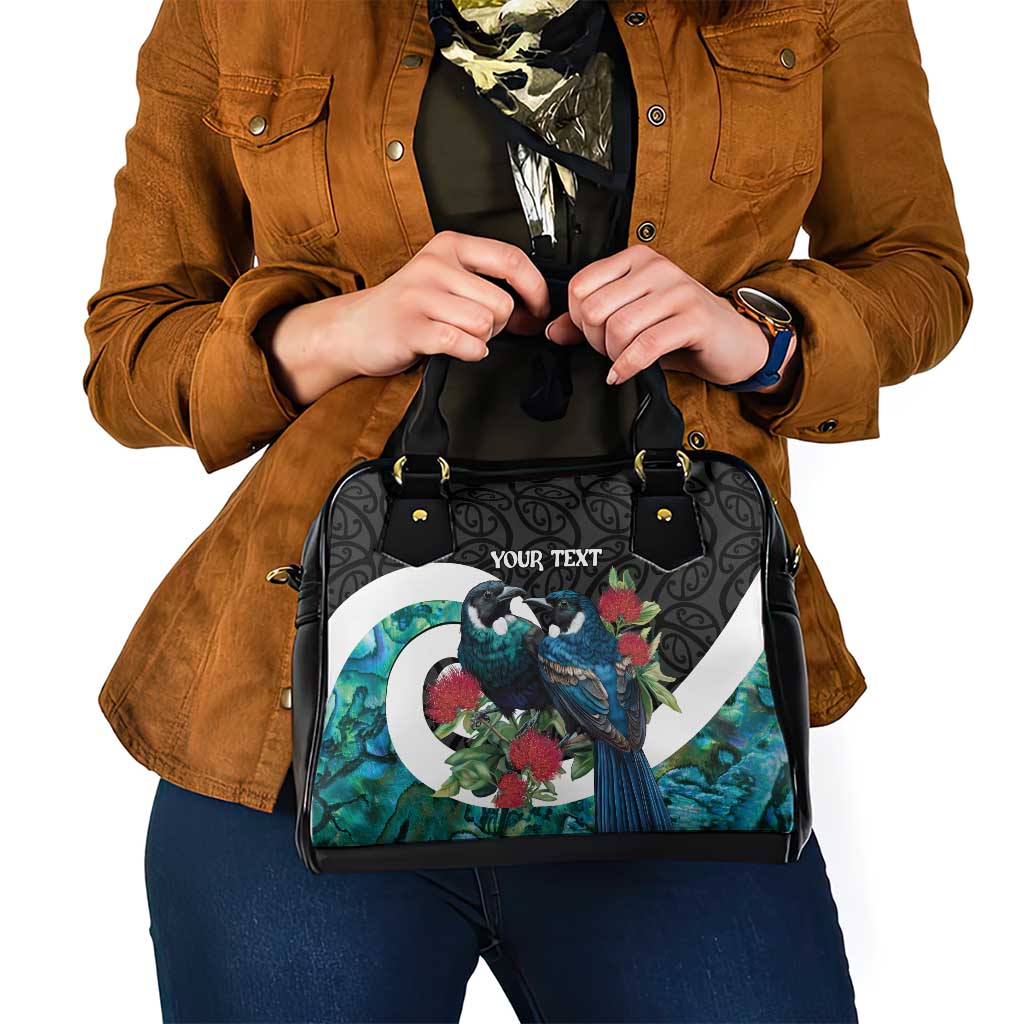 Personalised Valentine's Day New Zealand Shoulder Handbag Tui Bird Couple Kowhaiwhai Mix Pohutukawa LT14 - Polynesian Pride