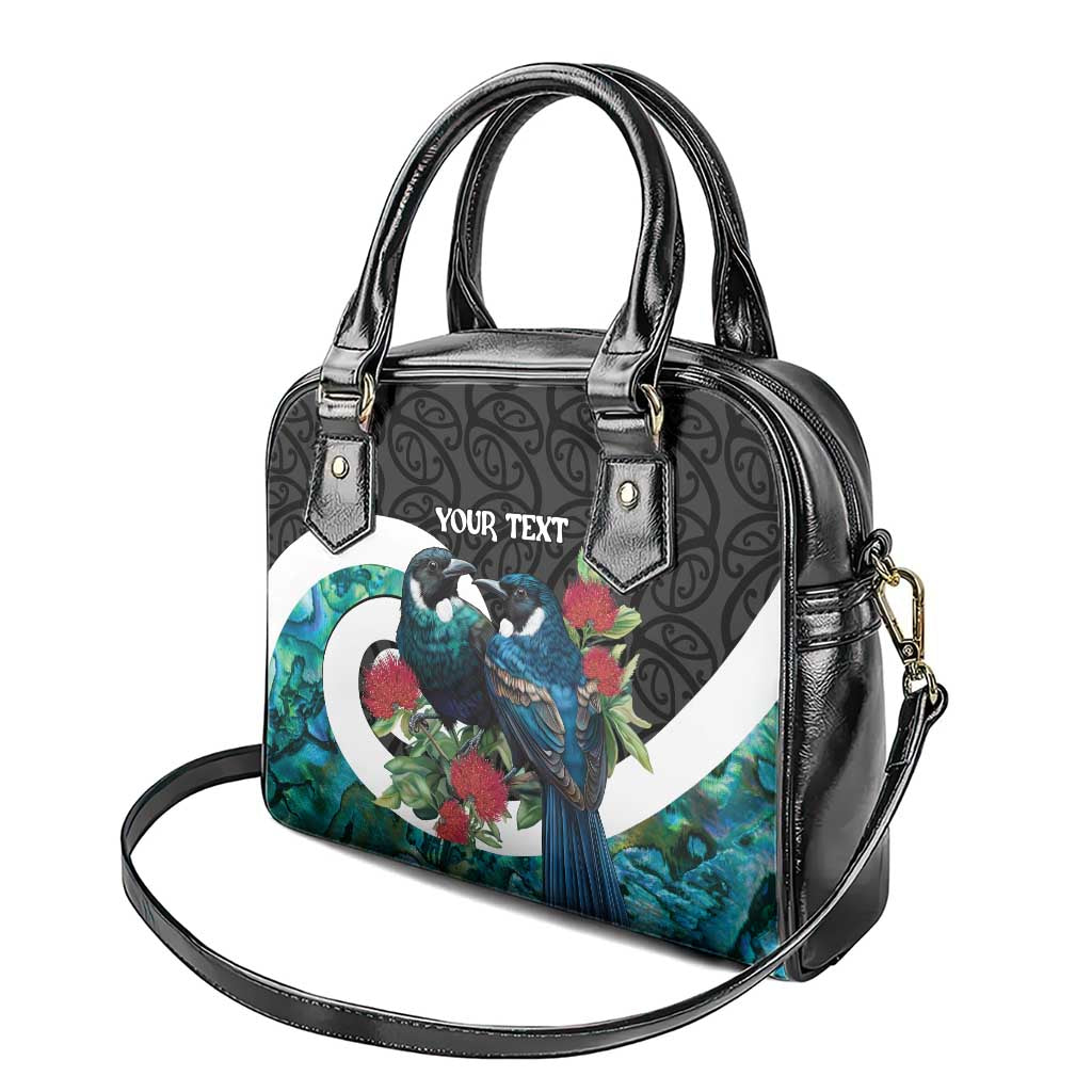 Personalised Valentine's Day New Zealand Shoulder Handbag Tui Bird Couple Kowhaiwhai Mix Pohutukawa LT14 - Polynesian Pride