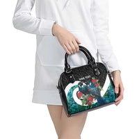 Personalised Valentine's Day New Zealand Shoulder Handbag Tui Bird Couple Kowhaiwhai Mix Pohutukawa LT14 - Polynesian Pride