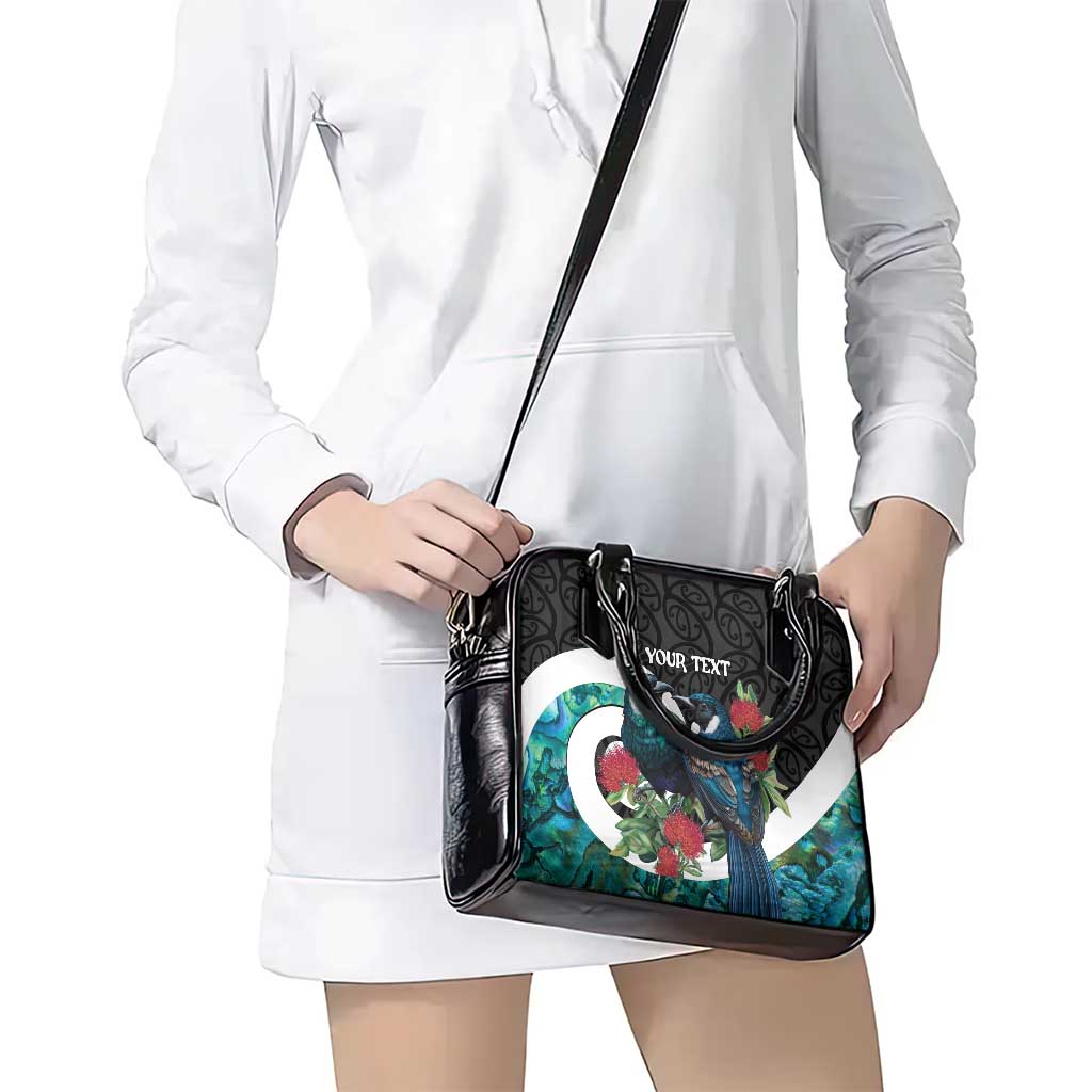 Personalised Valentine's Day New Zealand Shoulder Handbag Tui Bird Couple Kowhaiwhai Mix Pohutukawa LT14 - Polynesian Pride