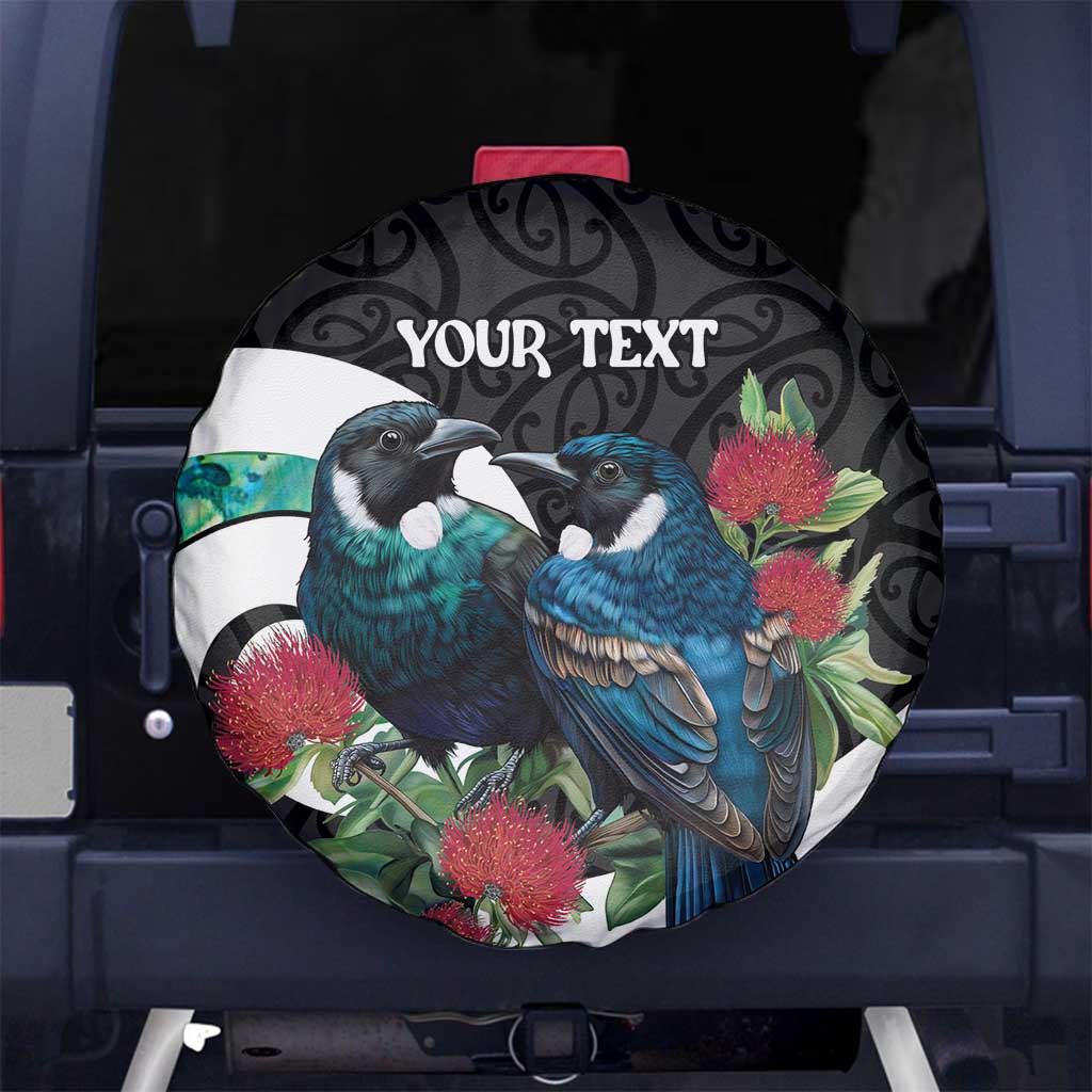 Personalised Valentine's Day New Zealand Spare Tire Cover Tui Bird Couple Kowhaiwhai Mix Pohutukawa LT14 - Polynesian Pride