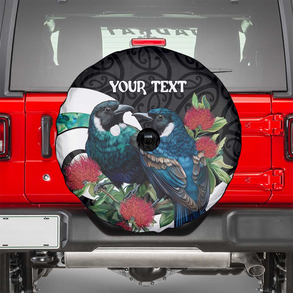 Personalised Valentine's Day New Zealand Spare Tire Cover Tui Bird Couple Kowhaiwhai Mix Pohutukawa LT14 - Polynesian Pride