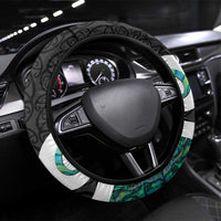 Valentine's Day New Zealand Steering Wheel Cover Tui Bird Couple Kowhaiwhai Mix Pohutukawa LT14 Universal Fit Black - Polynesian Pride