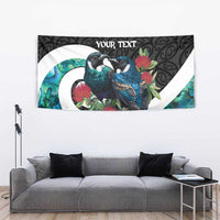 Personalised Valentine's Day New Zealand Tapestry Tui Bird Couple Kowhaiwhai Mix Pohutukawa LT14 - Polynesian Pride