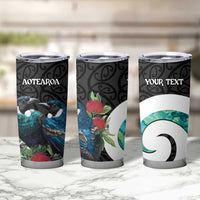 Personalised Valentine's Day New Zealand Tumbler Cup Tui Bird Couple Kowhaiwhai Mix Pohutukawa LT14 - Polynesian Pride